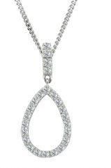 9ct White Gold Pear Shaped Cubic Zirconia Pendant