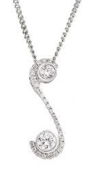 Elegant 9ct White Gold S-Shape Cubic Zirconia Pendant