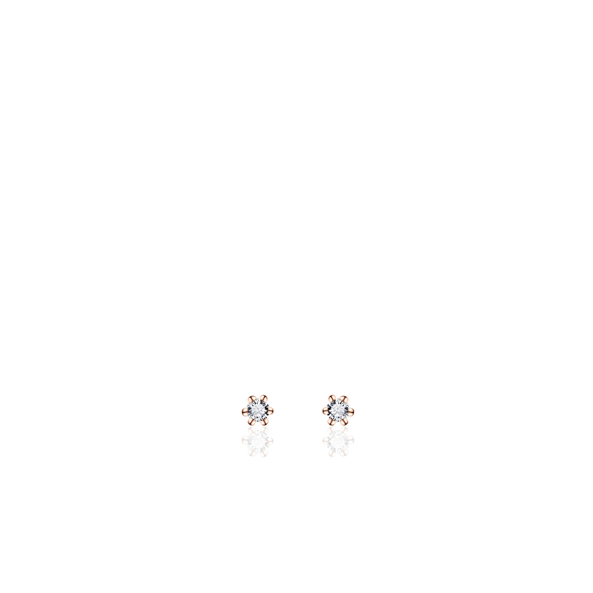 Sterling Silver Rose Gold Plated 6 Claw CZ Stud Earrings