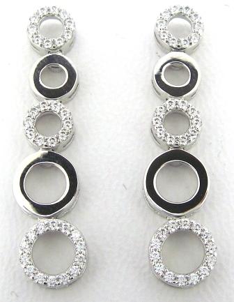 Sterling Silver CZ Circle Drop Earrings
