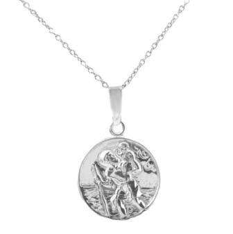 Sterling Silver Round St Christopher Medal Pendant