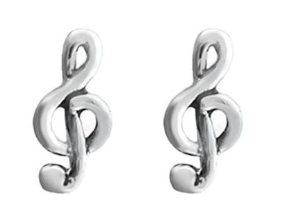 Sterling Silver Music Clef Stud Earrings