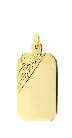 9ct Yellow Gold Engraved Oblong Pendant