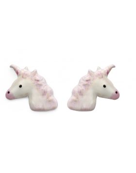 Sterling Silver White And Pink Enamel Unicorn Stud Earrings