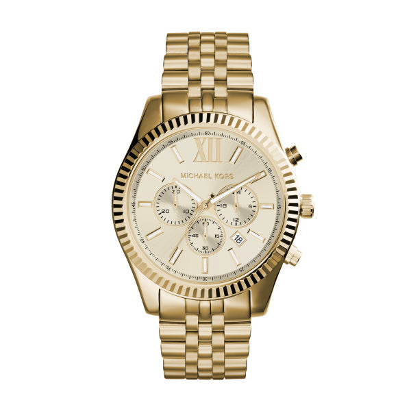 Michael Kors Mens Lexington Chronograph Gold Watch Bracelet Watch