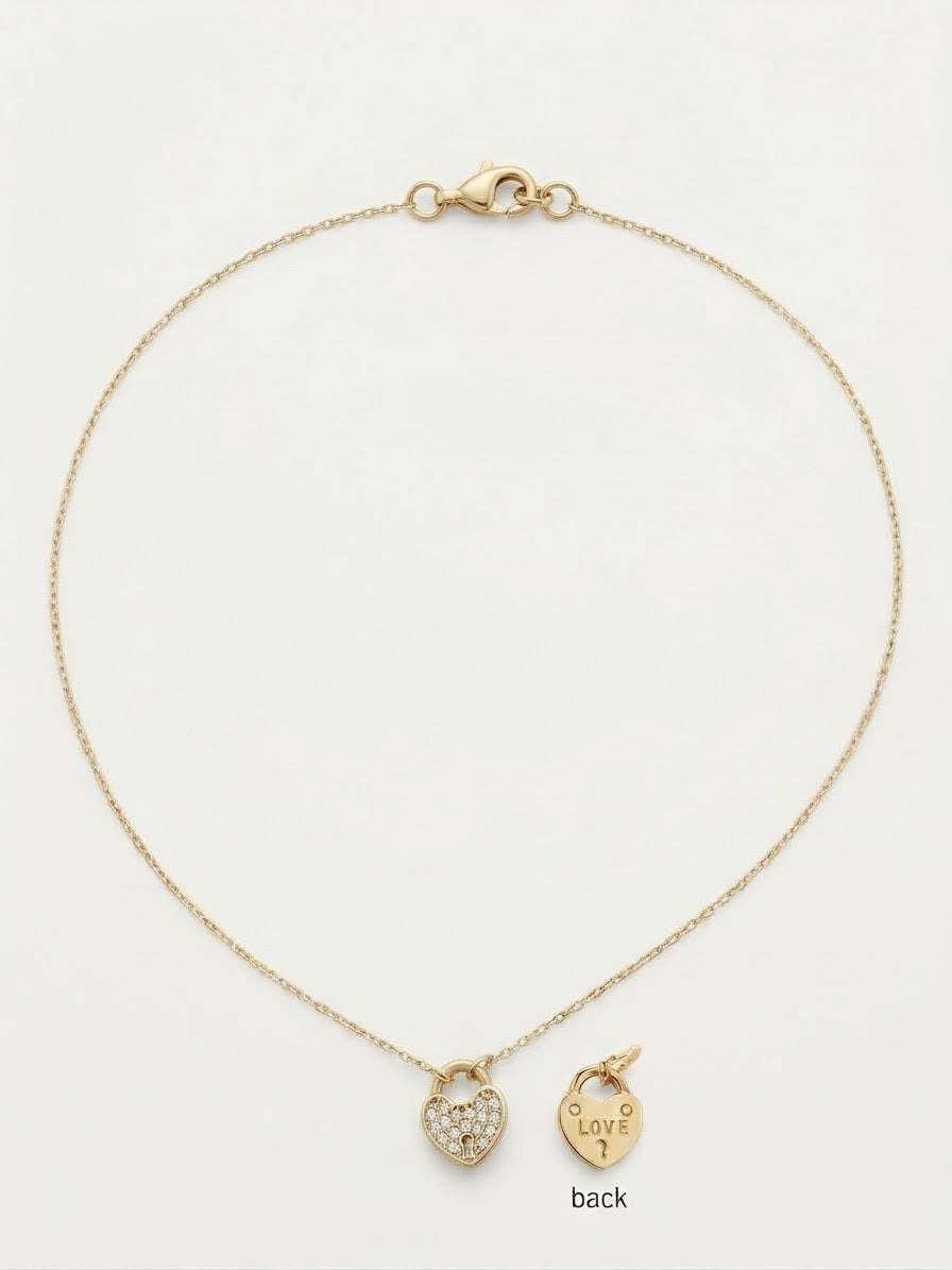 9ct Yellow Gold Cubic Zirconia Padlock Pendant
