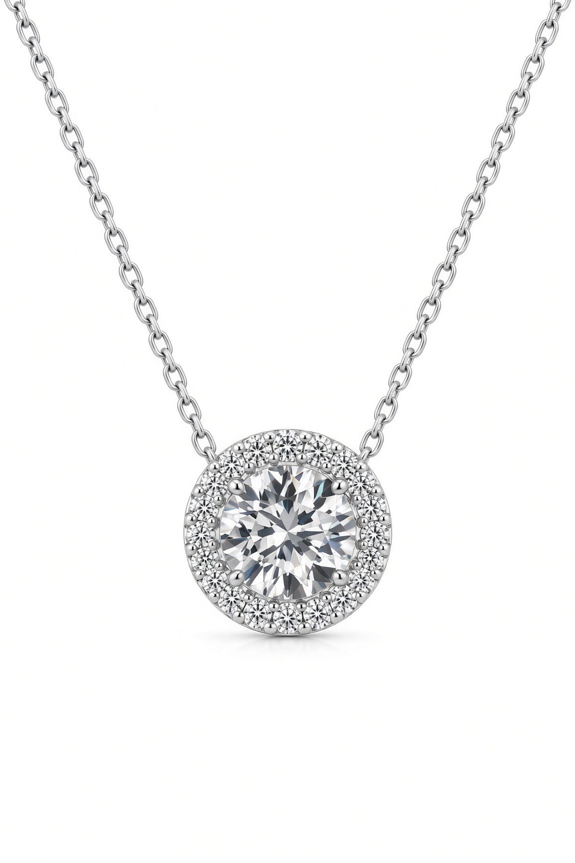 9ct White Gold Cubic Zirconia Halo Pendant