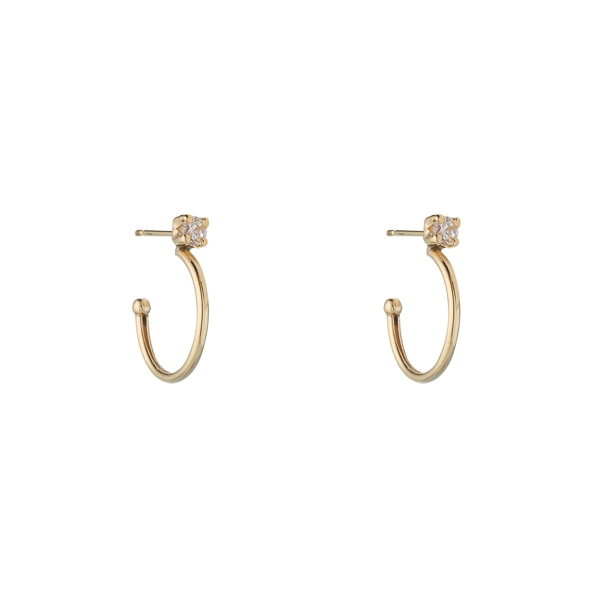 9ct Yellow Gold Cubic Zirconia Hoop Earrings