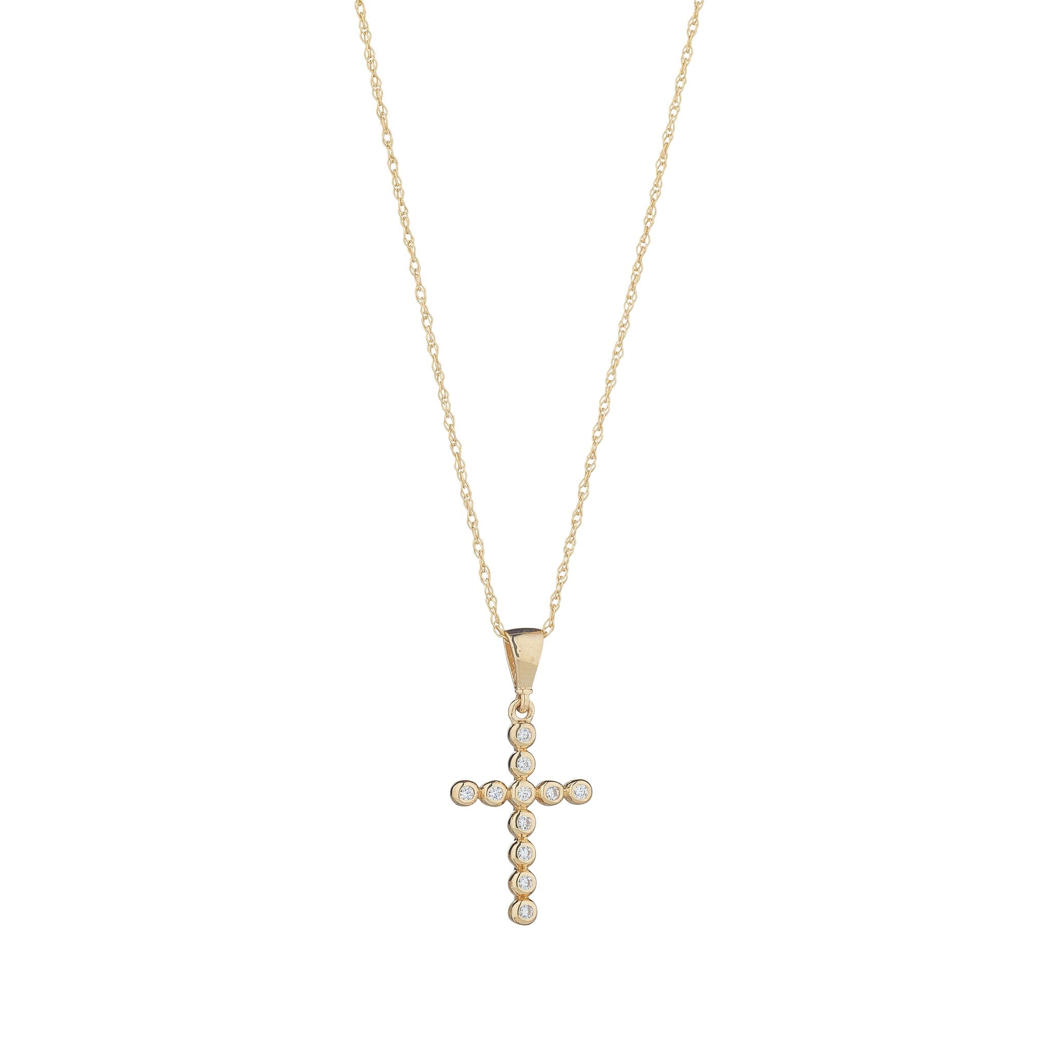 9ct Yellow Gold Cubic Zirconia Cross Pendant