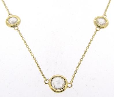 9ct Yellow Gold Triple CZ Rubover Set Necklace