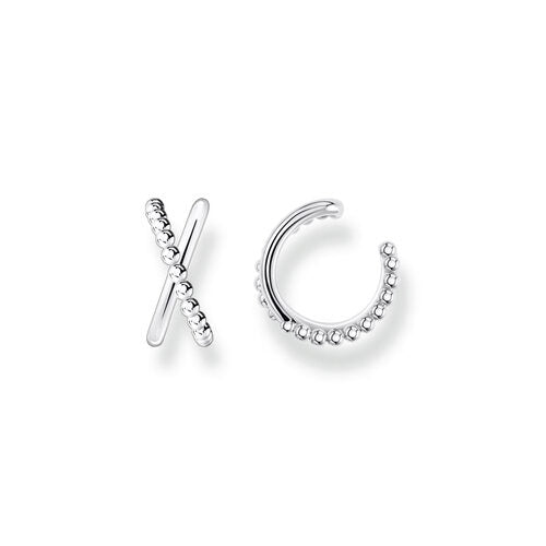 Thomas Sabo Single Ear Cuff Criss Cross Dots, Sterling Silver 13mm