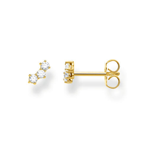 Thomas Sabo Sterling Silver Yellow Gold Plated Single 3 x CZ Stud Earring