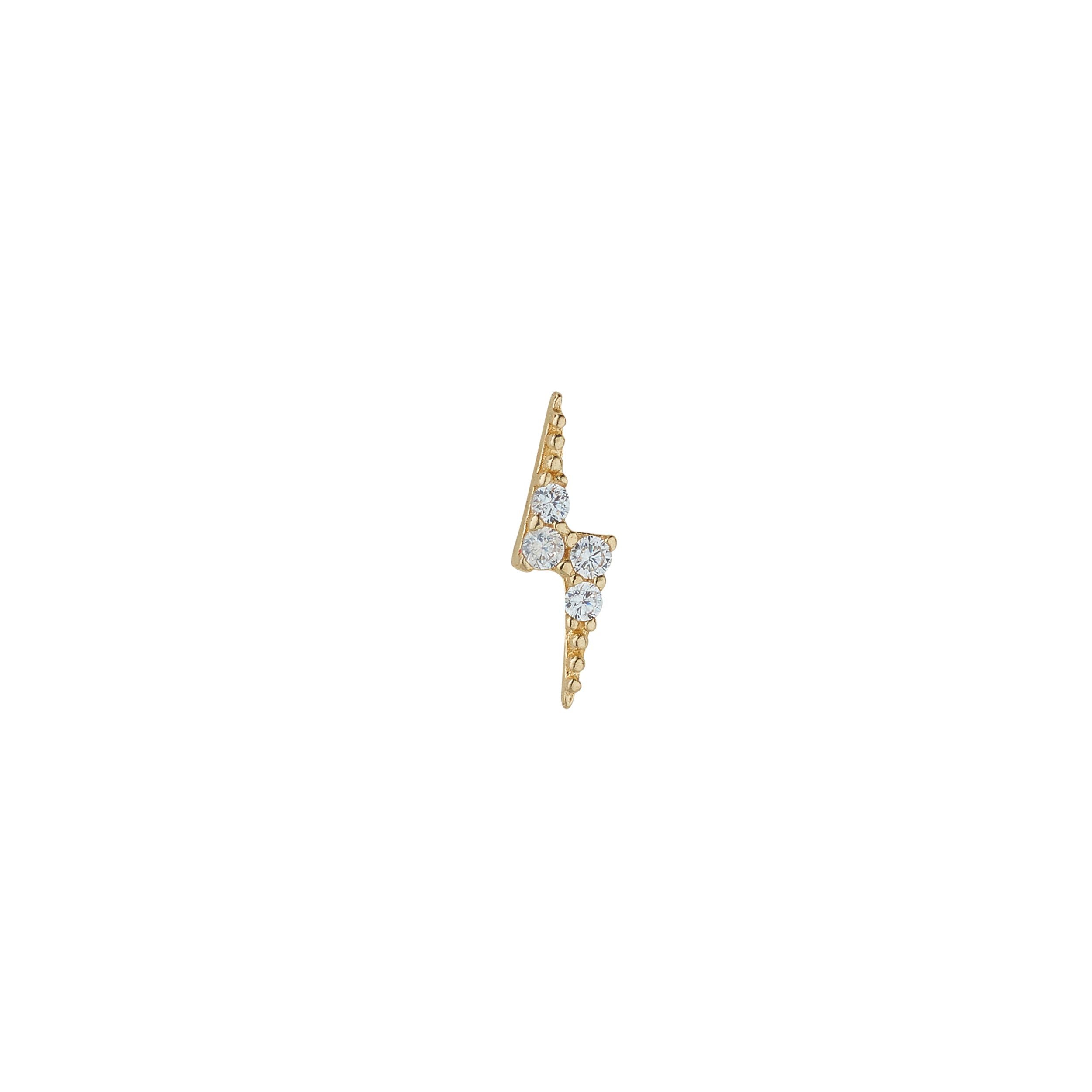 9ct Yellow Gold CZ Lightning Single Stud Earring