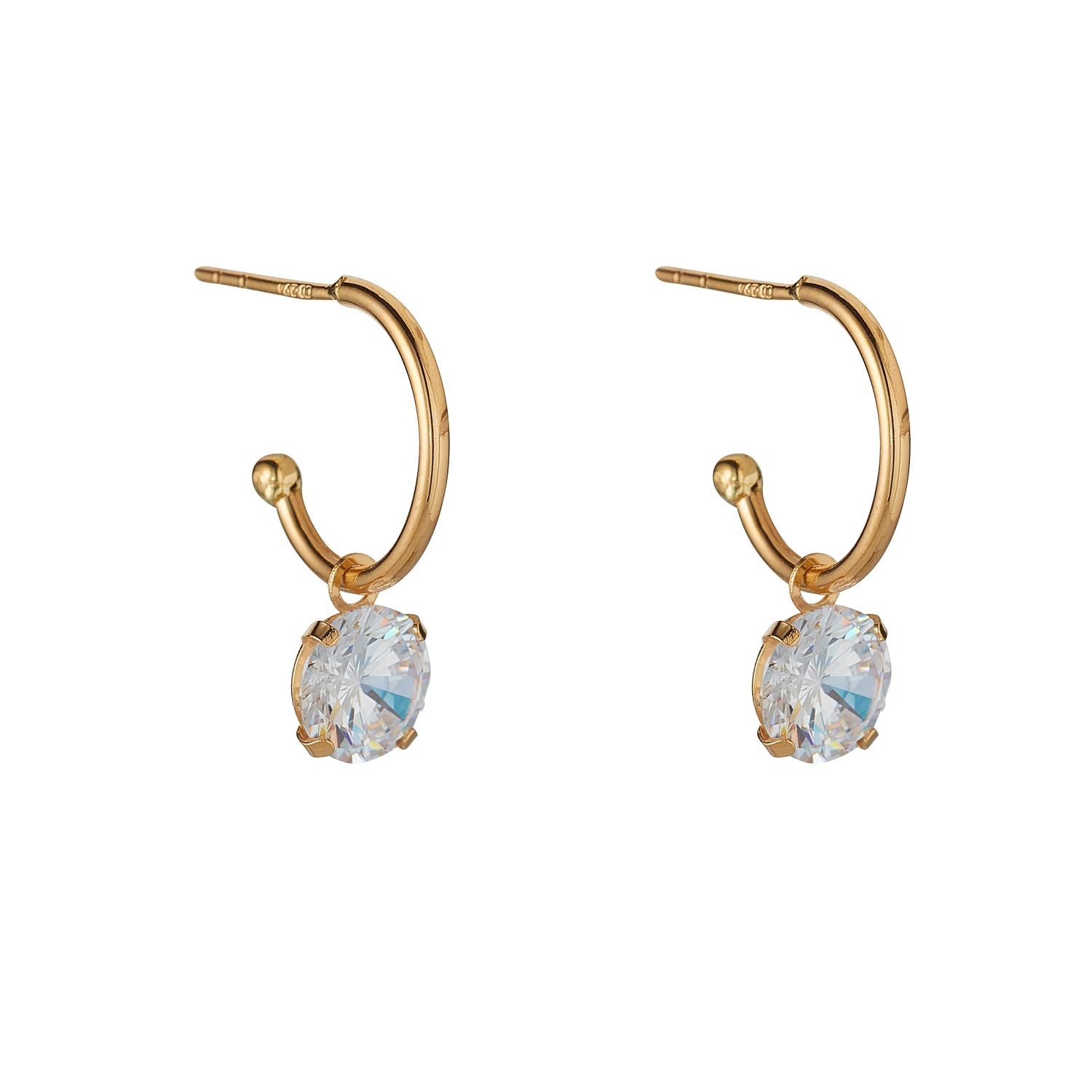 Classic 9ct Yellow Gold Cubic Zirconia Hoop Earrings