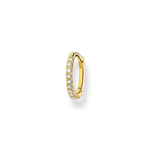 Thomas Sabo Single CZ Hoop Earring, Sterling Silver Yellow Gold Plated 13.5mm