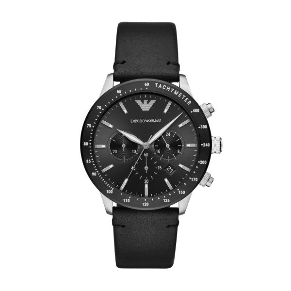 Emporio Armani Mens Mario Black 43mm Watch