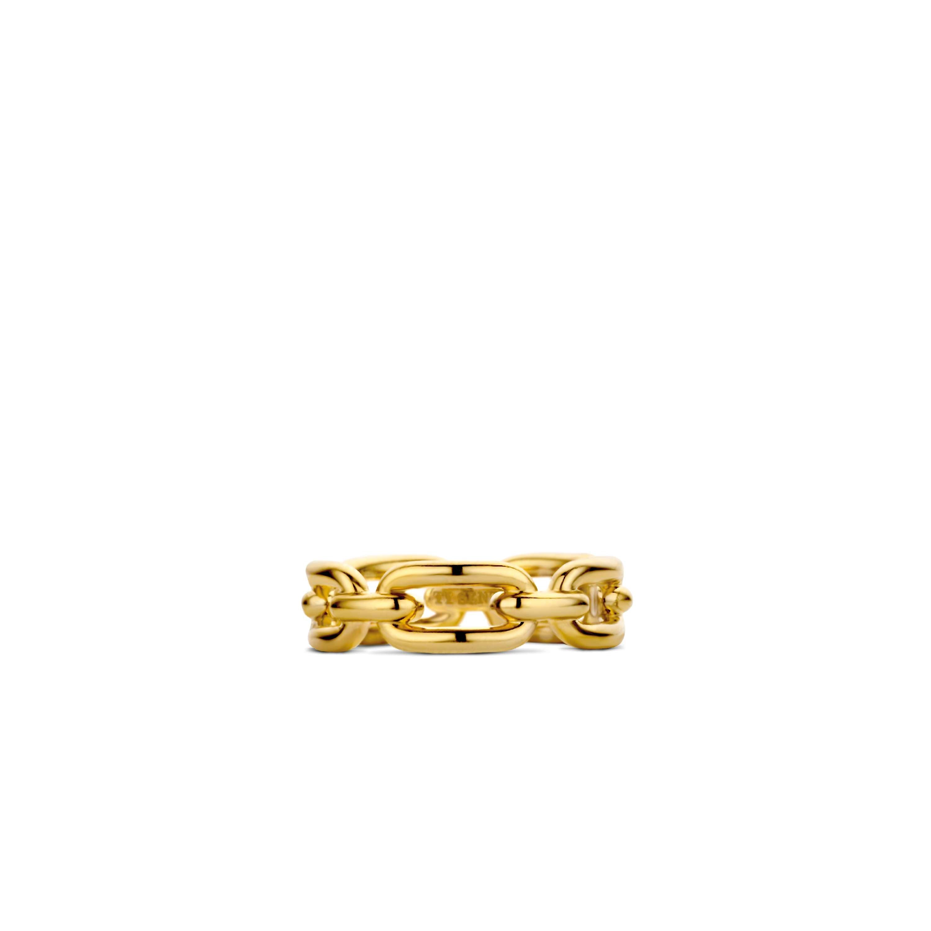 Ti Sento Sterling Silver Yellow Gold Plated Chain Link Ring (Size 56)