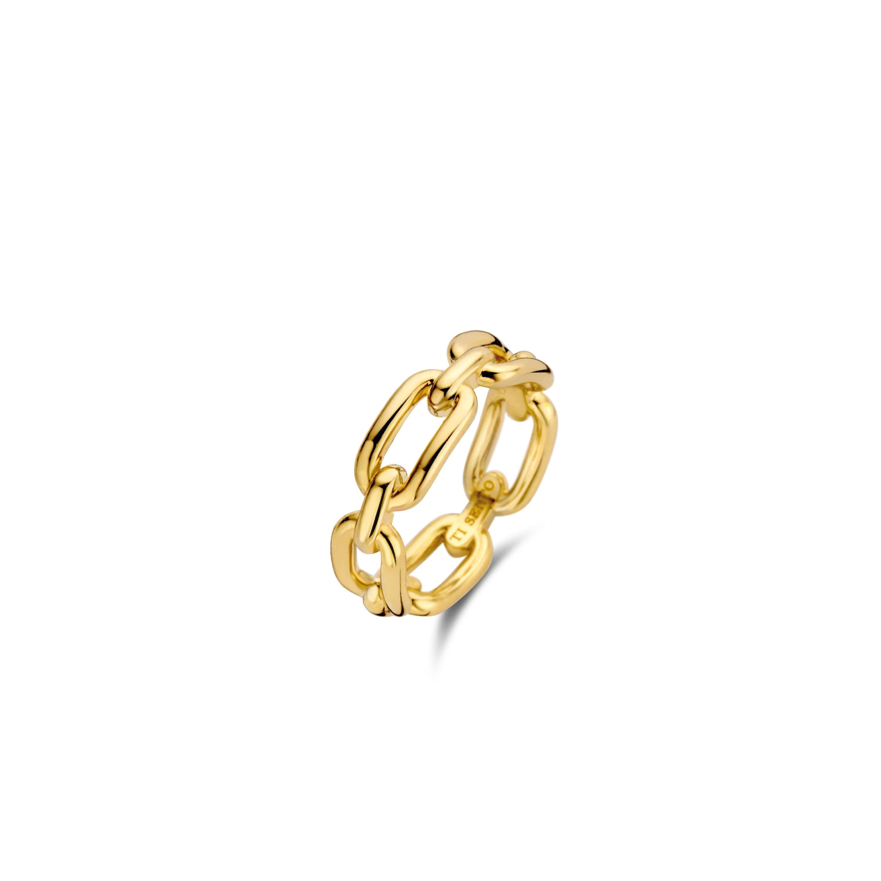 Ti Sento Sterling Silver Yellow Gold Plated Chain Link Ring (Size 56)