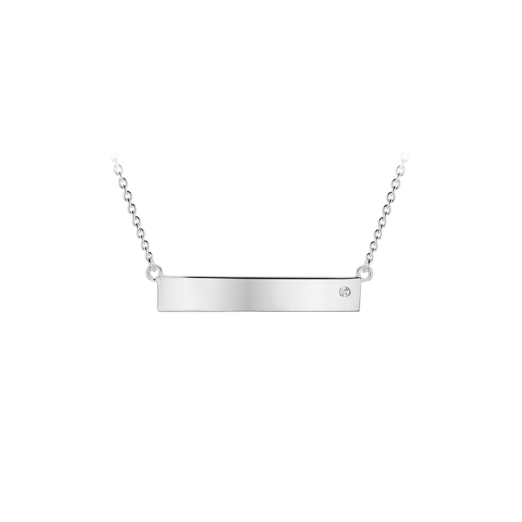 Sterling Silver Horizontial Cubic Zirconia Bar Pendant