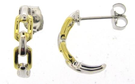 Elegant 9ct Yellow and White Gold Hoop Earrings