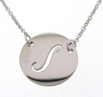 9ct White Gold Pebble Disc Pendant