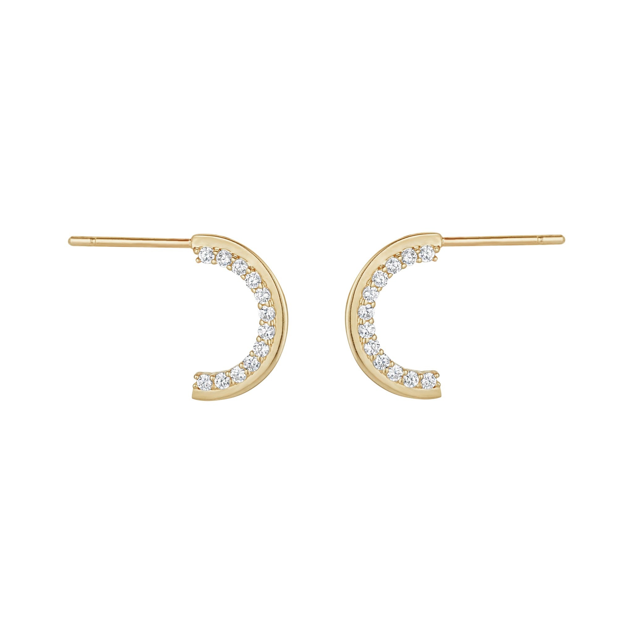 9ct Yellow Gold Cubic Zirconia Half Hoop Earrings