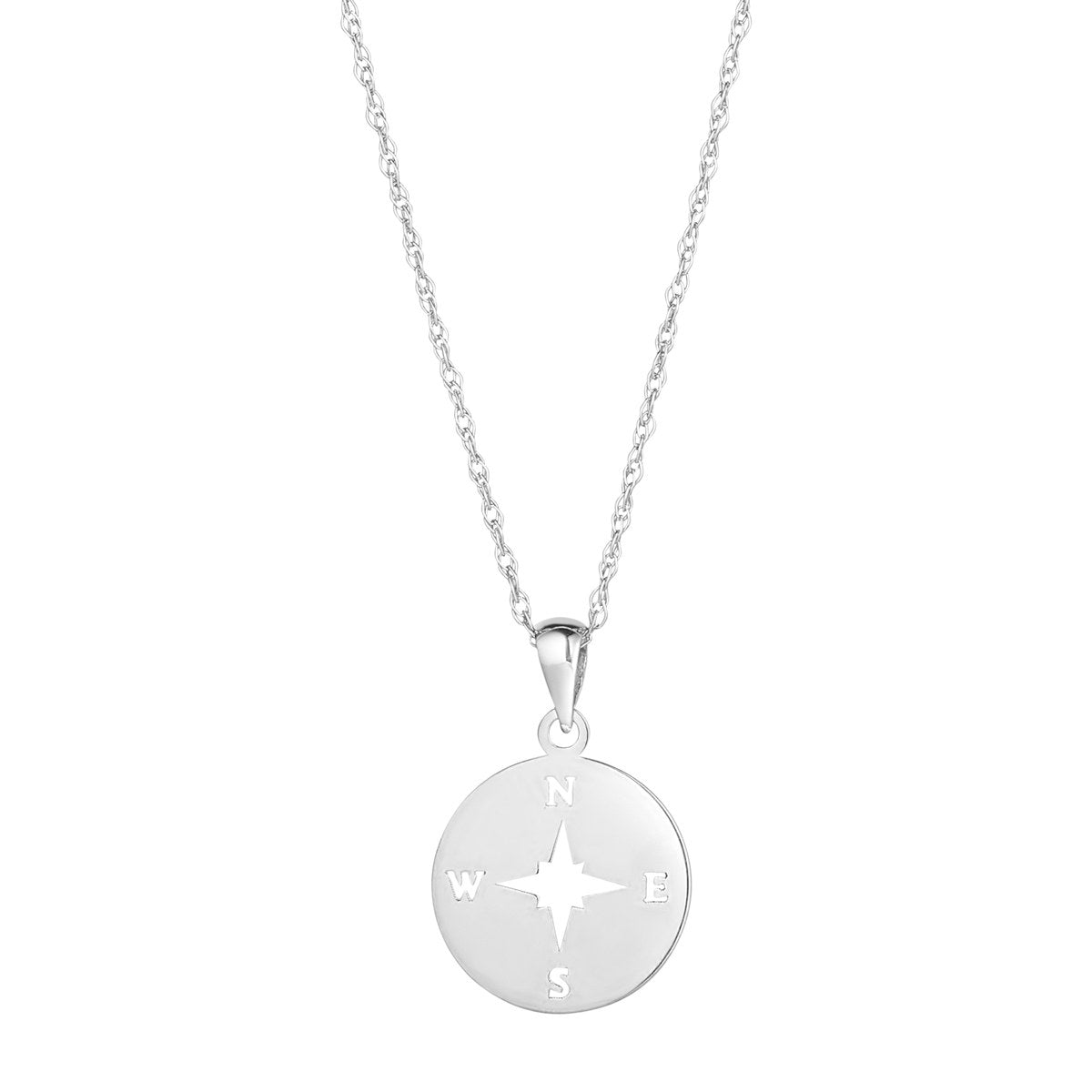 9ct White Gold Compass Pendant