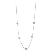 9ct White Gold Five Star Necklace