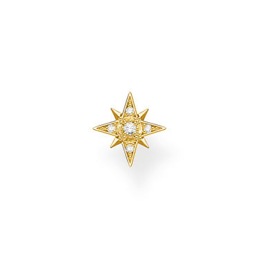 Thomas Sabo Sterling Silver and Yellow Gold Plated Single Star Stud Earrings with Cubic Zirconia