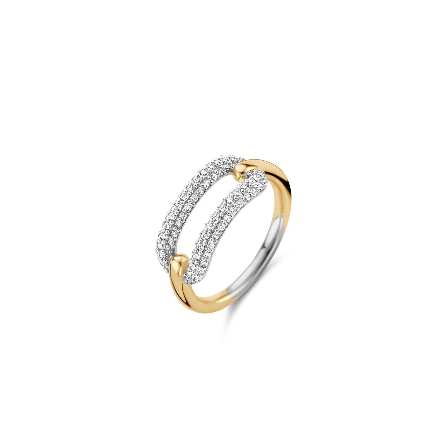 Ti Sento Ring - Cubic Zirconia, Silver & Gold, Size 58
