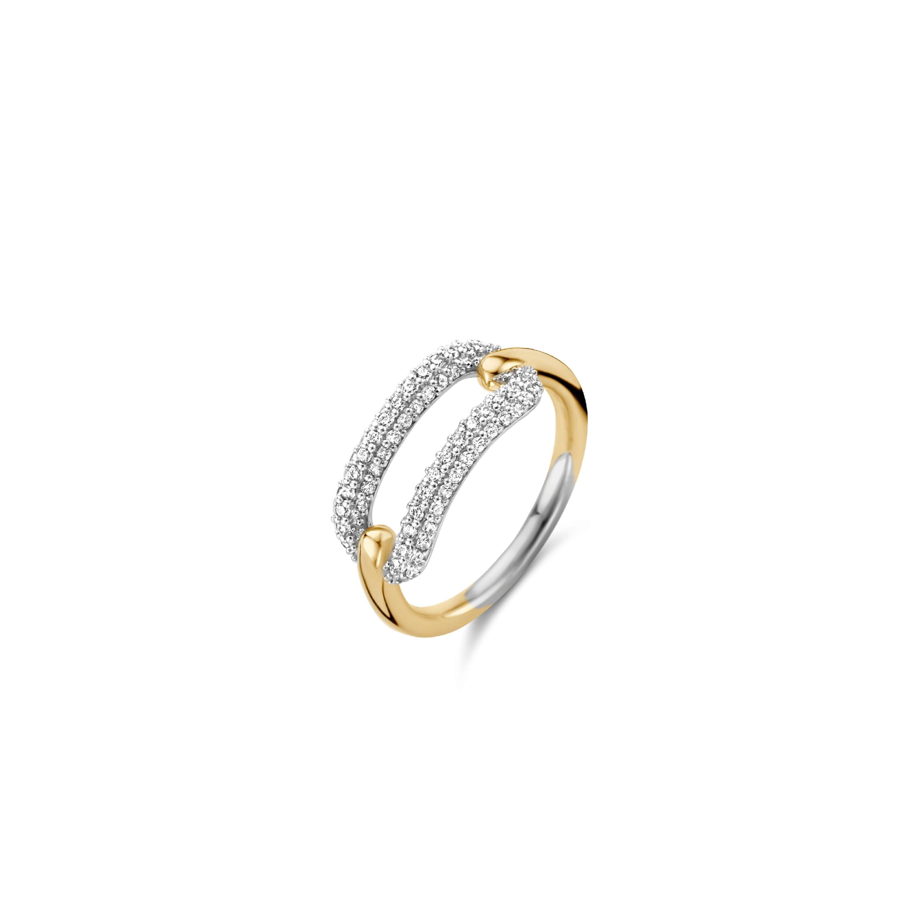 Ti Sento Sterling Silver & Yellow Gold Plated Cubic Zirconia Ring (Size 58)