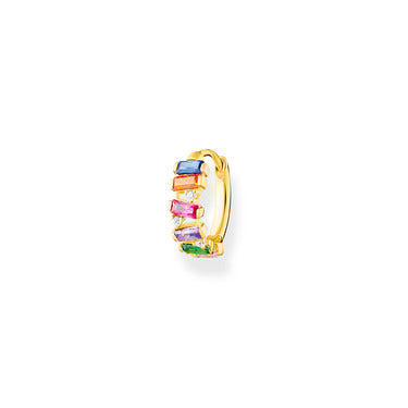 Thomas Sabo Yellow Gold Plated Single Cubic Zirconia /Rainbow Hoop Erg Earrings