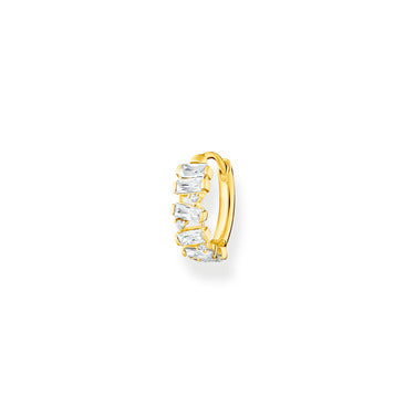 Thomas Sabo Sterling Silver and Yellow Gold Plated Single 14mm Hoop Earrings with Cubic Zirconia