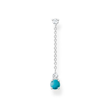 Thomas Sabo Sterling Silver Single Drop Earrings with Cubic Zirconia and Turquoise