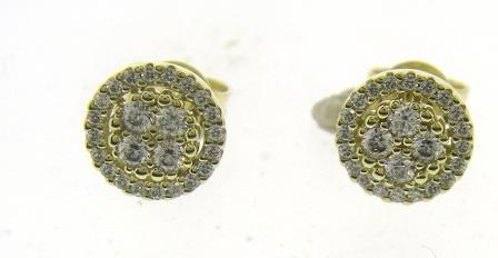 9ct Yellow Gold CZ Cluster Stud Earrings