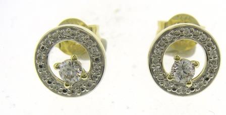 9ct Yellow Gold Multi CZ Rubover Fan Stud Earrings