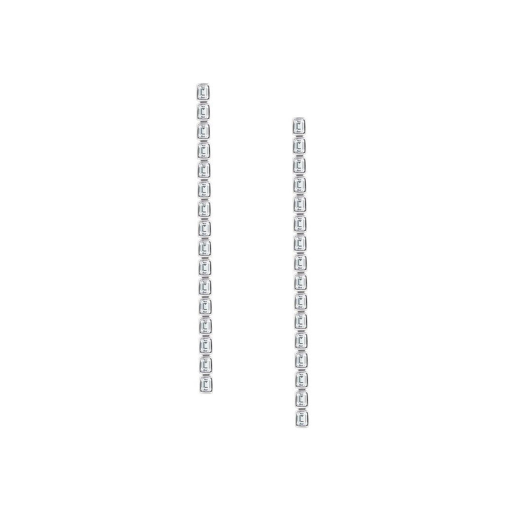 CARAT* London Sterling Silver Cassidy Line Drop Earrings with Emerald
