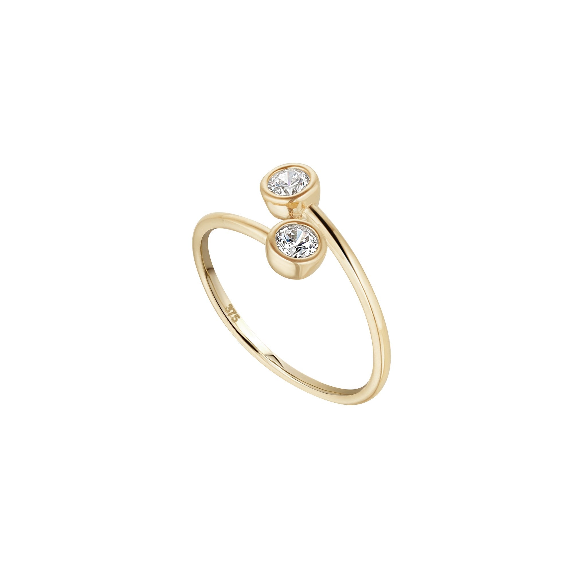 9ct Yellow Gold Double Rubover Cubic Zirconia Wrap Ring