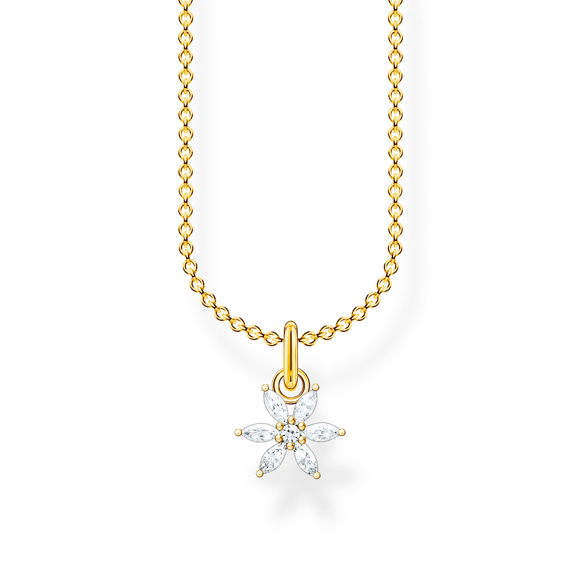 Thomas Sabo Yellow Gold Plated Cubic Zirconia Flower Pendant