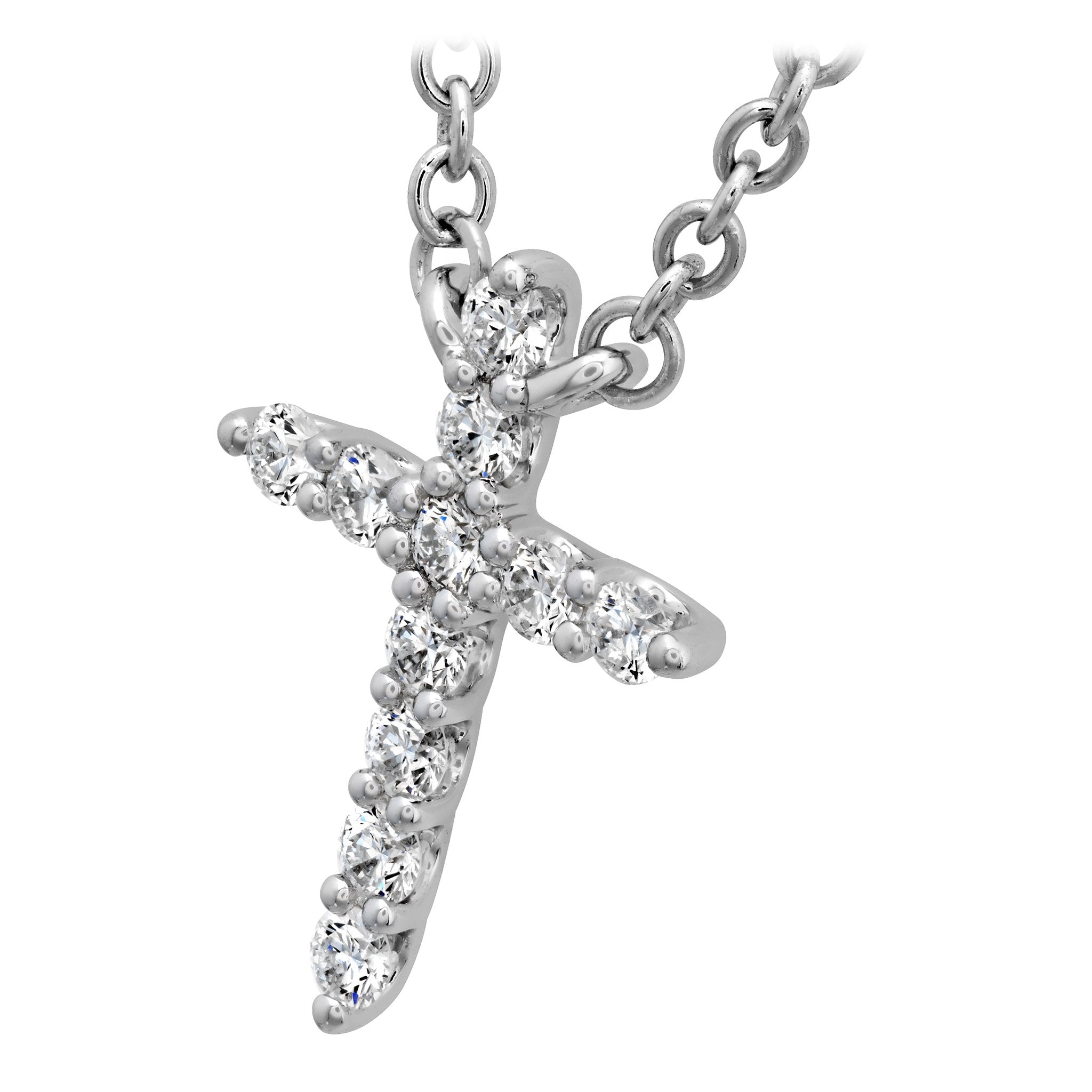 Hearts On Fire 18ct White Gold 0.10ct Signature Cross Pendant - Small