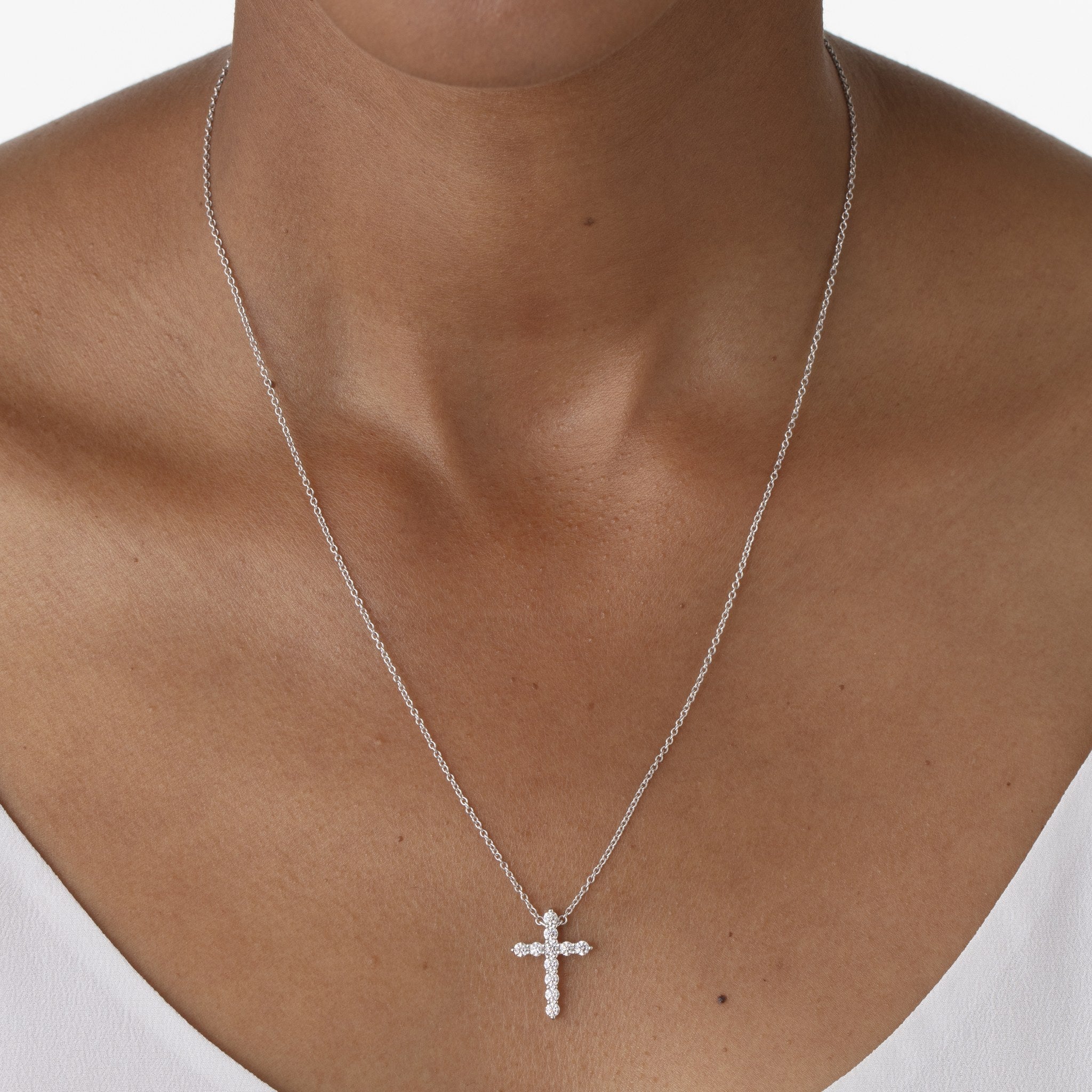 Hearts On Fire 18ct White Gold 0.50ct Signature Cross Pendant - Large
