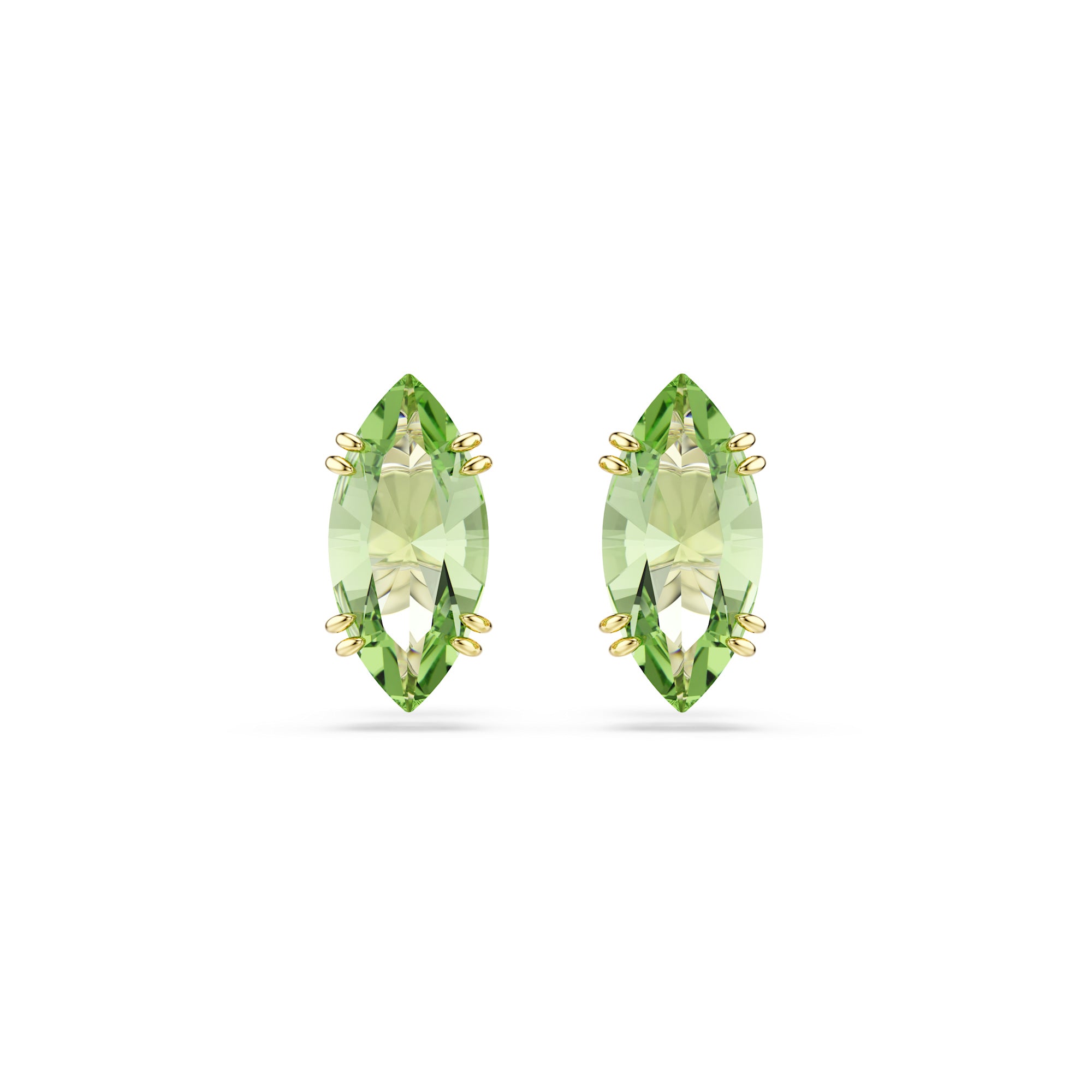 Swarovski Gold Plate Gema Stud Earrings with Green Crystal