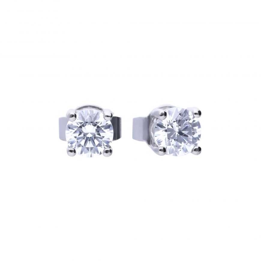 Diamondfire Sterling Silver CZ Solitaire Stud Earrings 0.5ct
