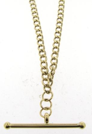 9ct Yellow Gold Curb Link T-Bar Chain Necklace