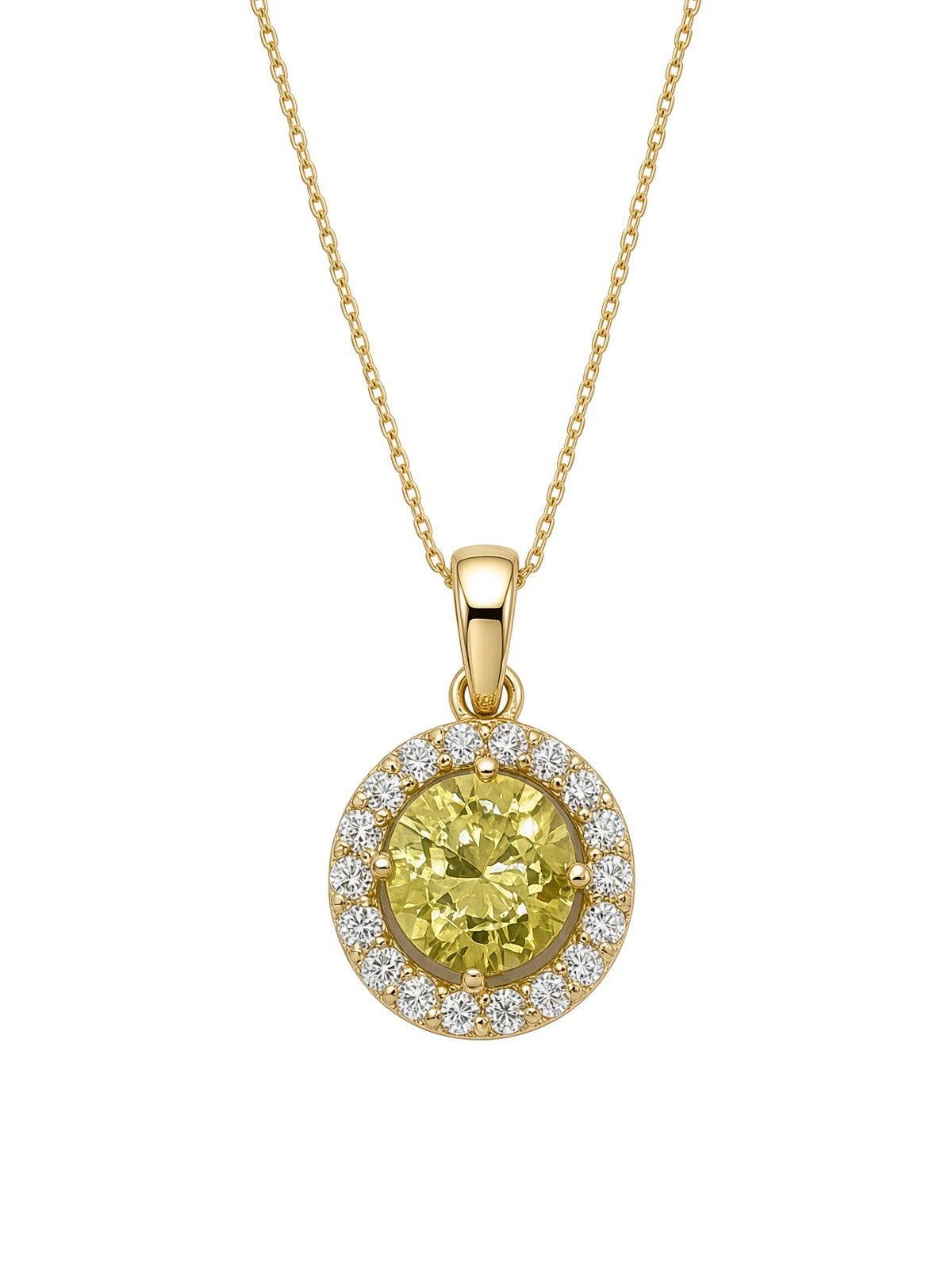 9ct Yellow Gold Citrine and Cubic Zirconia Halo Pendant