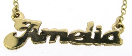 9ct Yellow Gold Amelia Name Pendant
