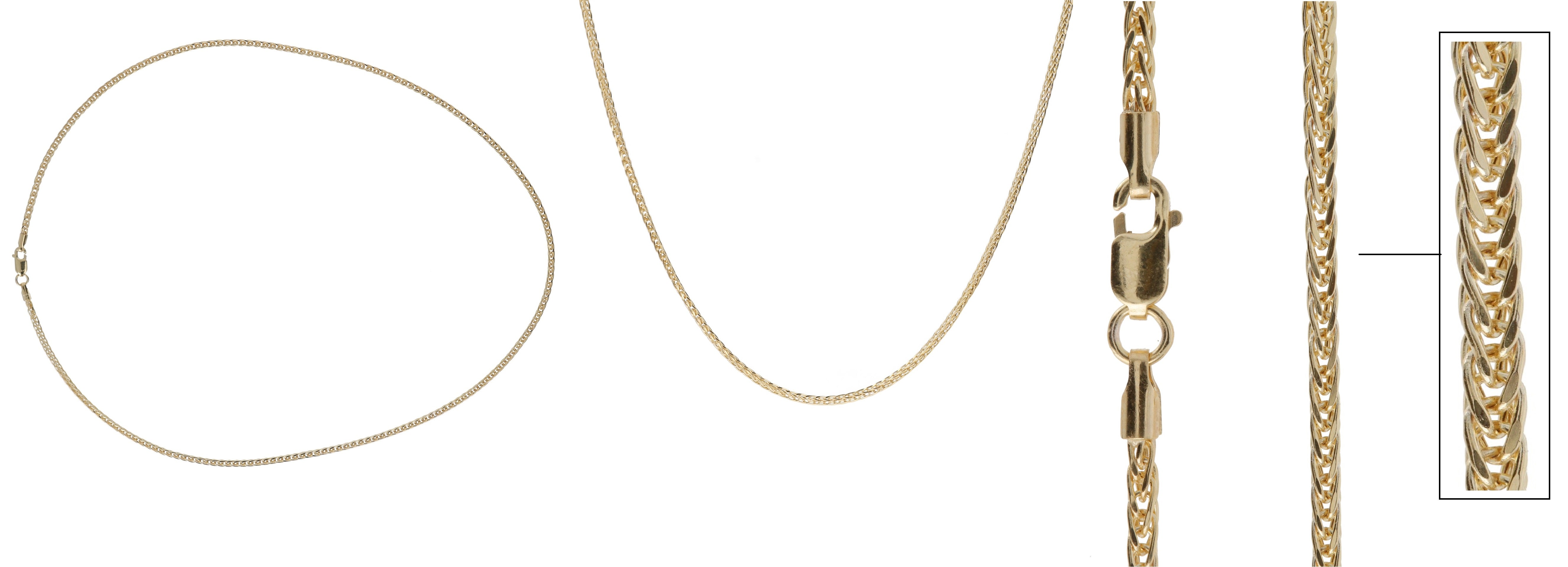 Elegant 9ct Yellow Gold 16 Inch Hollow Spiga Chain