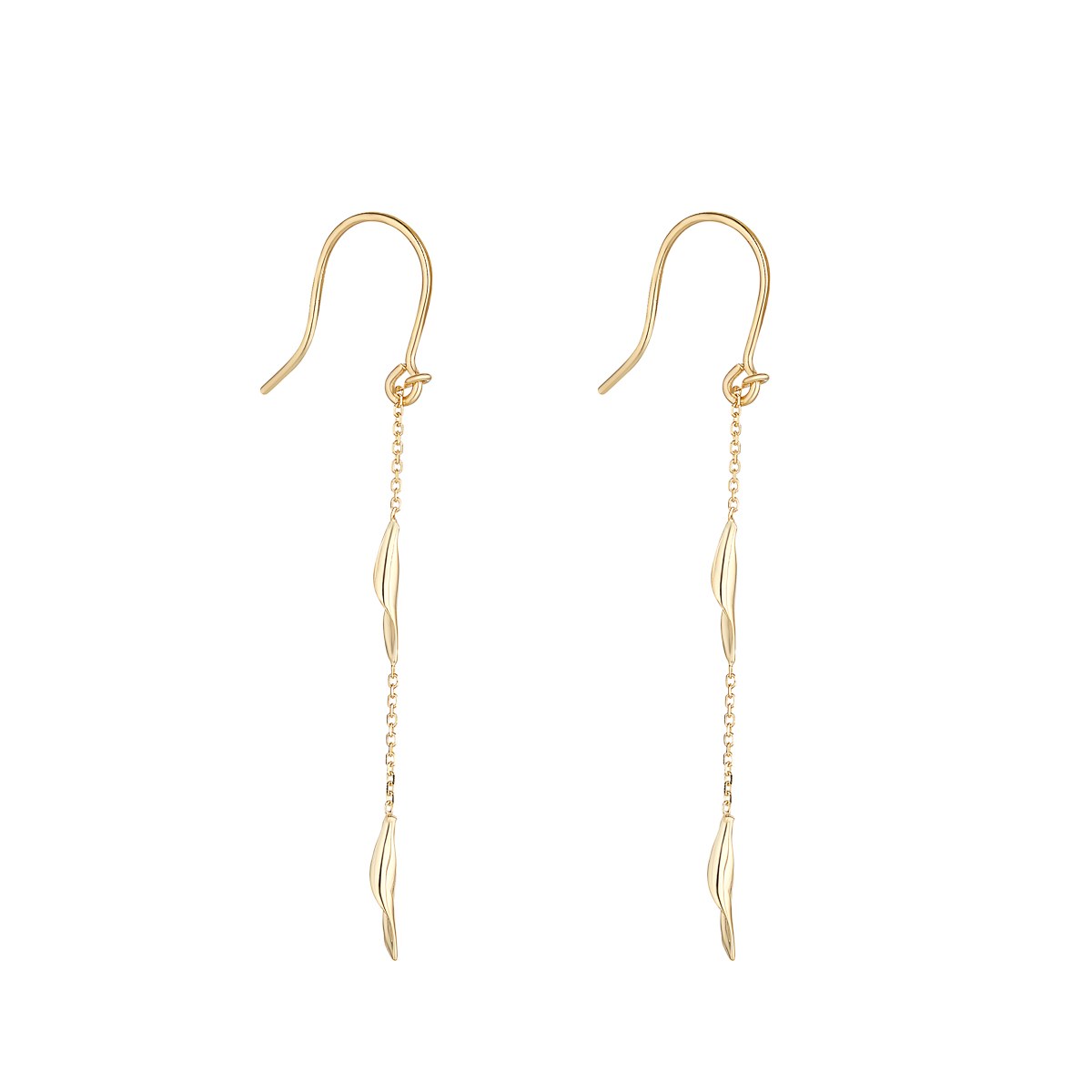 9ct Yellow Gold Chain and Twist Link Drop Earrings