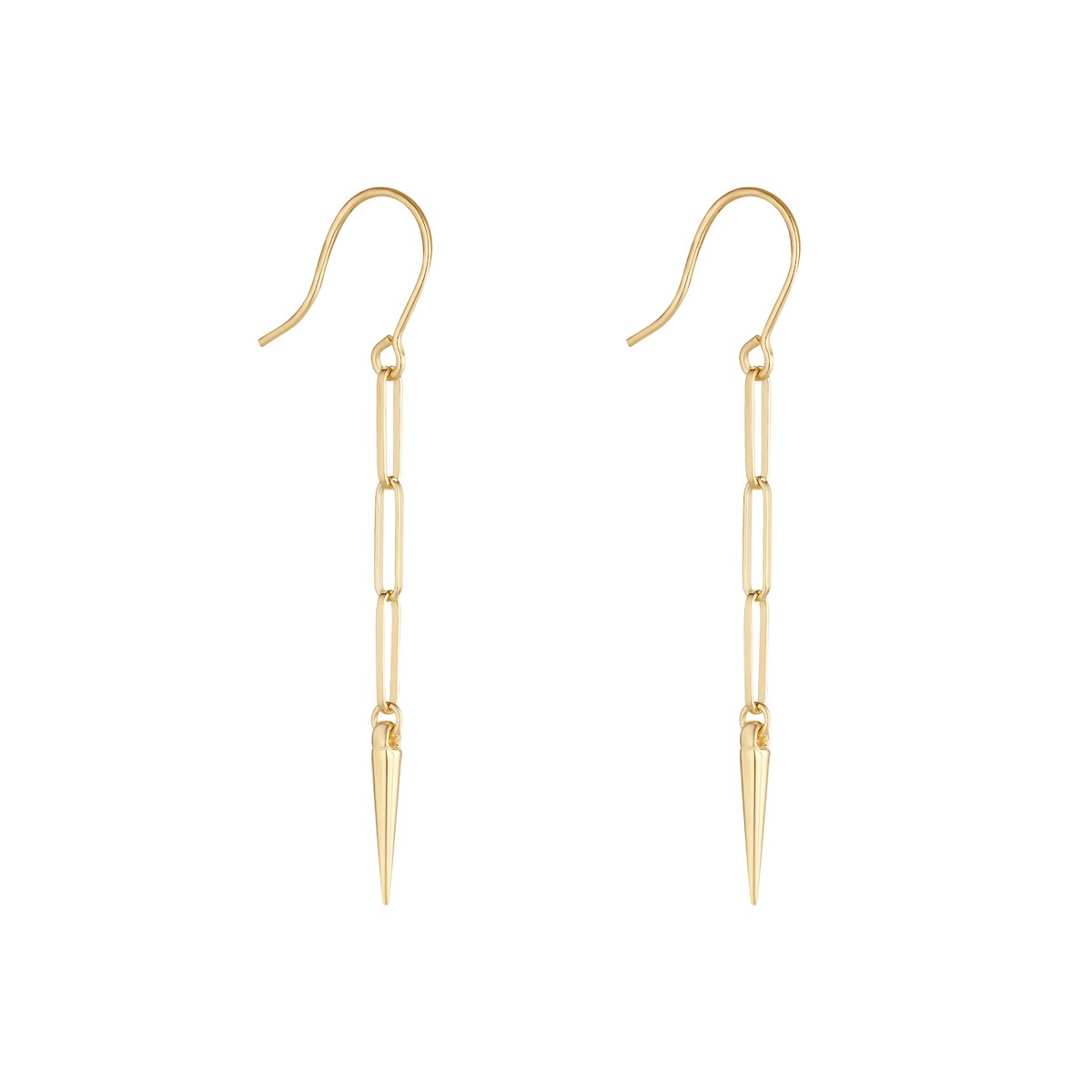 9ct Yellow Gold Spike and Paper Link Drop Earrings