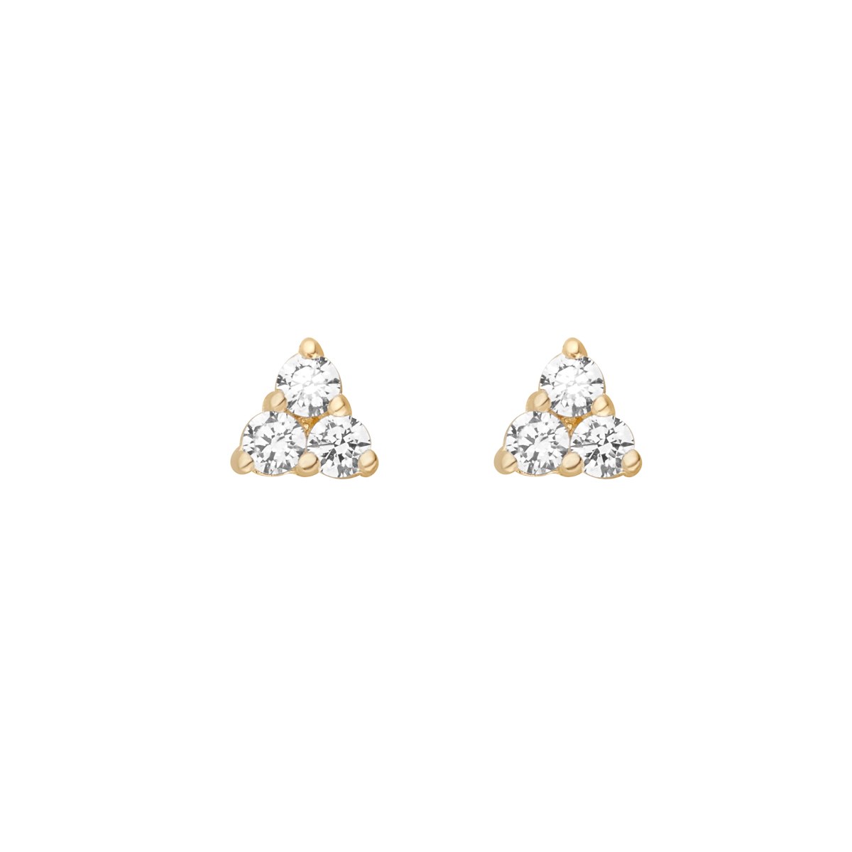 9ct Yellow Gold Cubic Zirconia Trilogy Stud Earrings